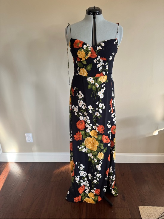Reformation Dresses & Skirts - Reformation Maxi Dress with Tie Straps - Black/Yellow/Orange floral, size 12